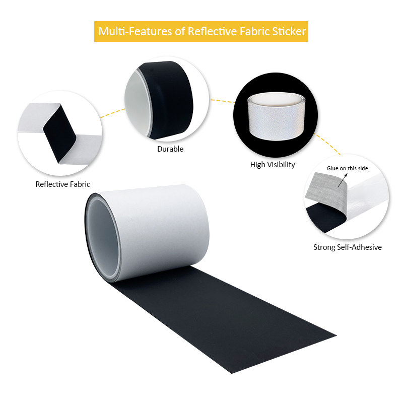 Roadstar Black Reflector Self-Adhesive Reflective Fabric Car Sticker Warning Tape Safety Mark Stick on Car Bag Helmet RS-800BJ
