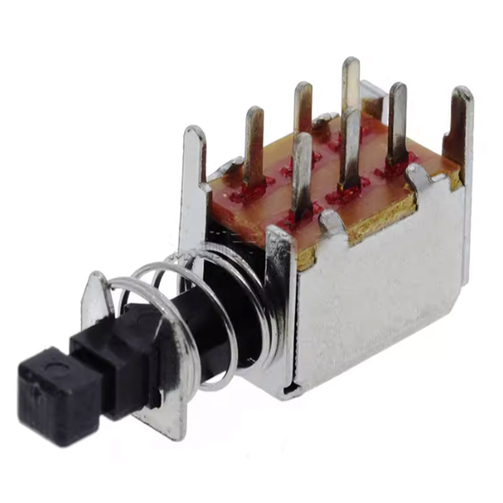 10Pcs/Lot 6Pin PS22F03 Right Angle PCB Latching Push Button Switch DPDT Double Pole Self/No-Locking A03 Key Power Switches