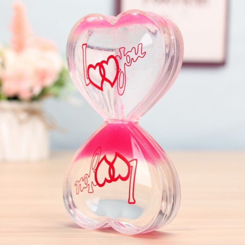 Valentine's Day Double Hourglass Liquid Timer Visual Timer Oil Liquid Motion Hourglass Floating Desk Heart Decoration Acrylic: pink