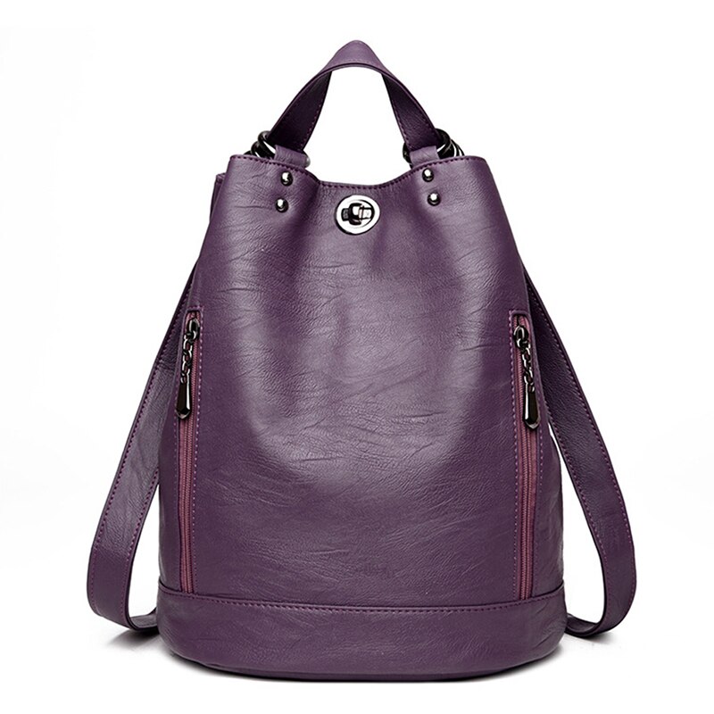 Mode Vrouwen Pu Lederen Rugzak Jeugd Rugzakken Voor Tienermeisjes Vrouwelijke School Schoudertas Rugzak: purple