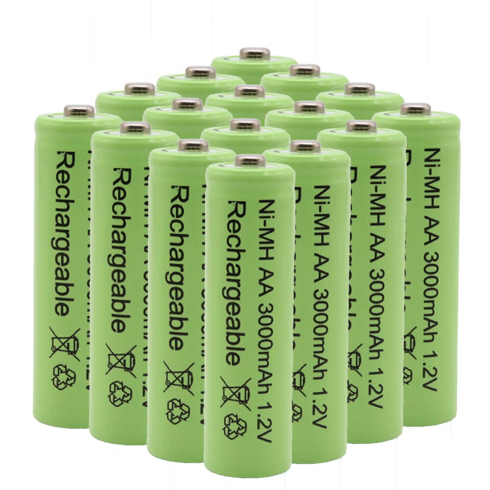Pilas AA recargables de 4 20 piezas, 3000 mAh, 1,2 V, pilas AA recargables para la Luz led, juguete