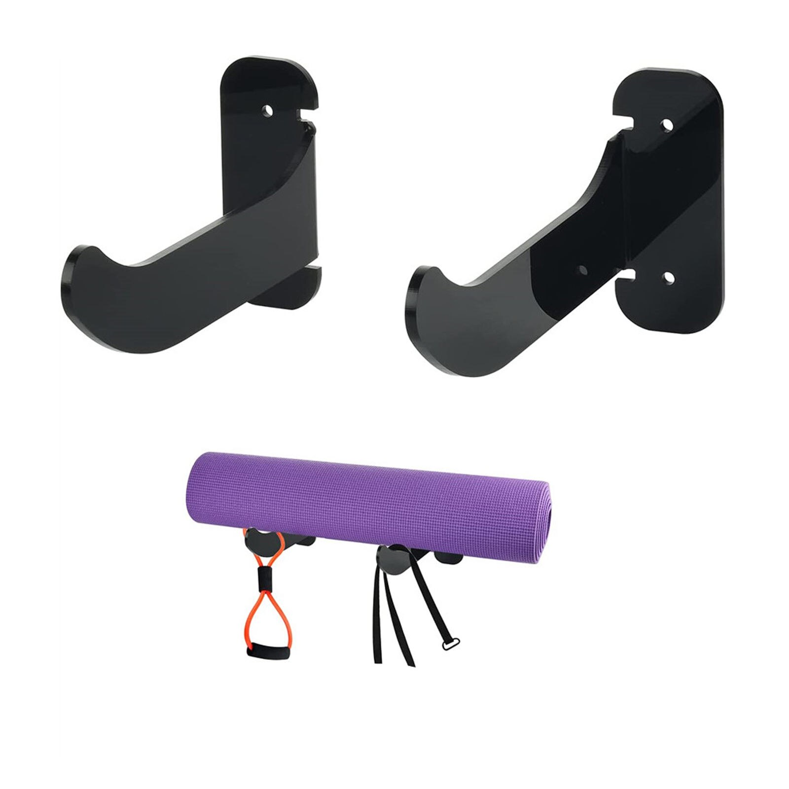 Yogamattenhalter, wandhalterung für fitnesskurse, handtuch, schaumstoffrolle: Schwarz