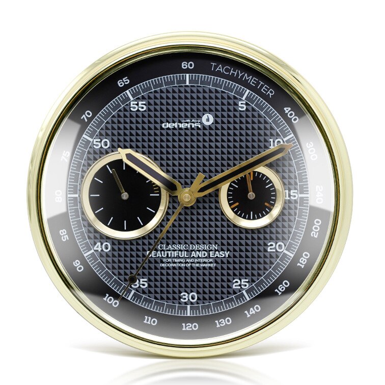 Reloj de pared para el salpicadero, de Metal, barato, para decoración del hogar, dorado, silencioso, para dormitorio, cocina, de cumpleaños: A