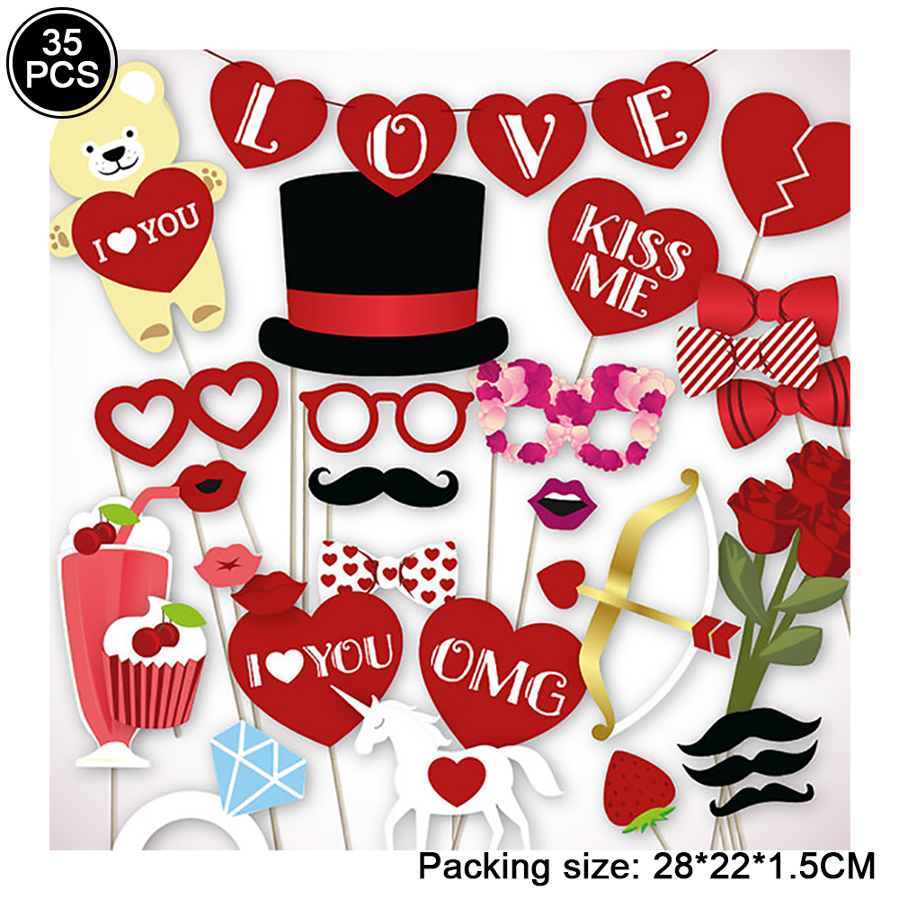 Accessoires Photo à main en or Rose, moustache de jeu de mariage, décor d&#39;anniversaire pour enfants, accessoires Photo, masque de déguisement enterrement de vie de jeune fille: 35PCS    K