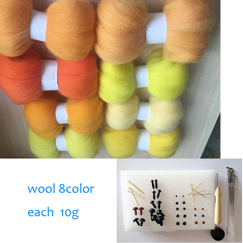 WFPFBEC 70 S wol voor vilten 100% wol merino vilt in handwerken wol roving DIY set 10 g/zak 8 kleuren