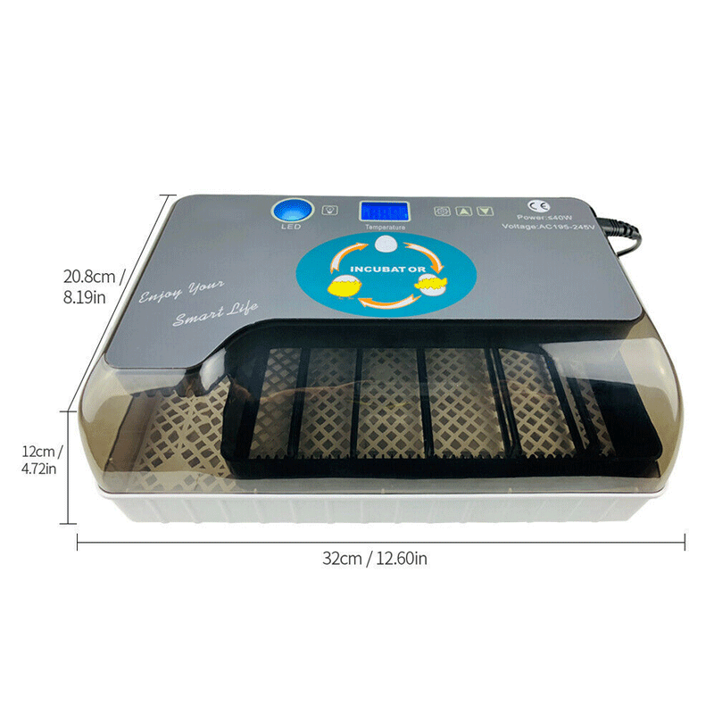 4-35Eggs Incubator LED Fully Automatic Turning Chicken Poultry Egg Ducks Hatcher 12 Small Automatic Incubators: US Plug