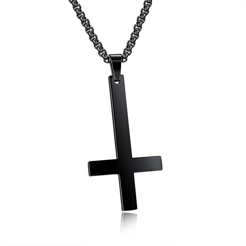Men Inverted Cross Pendant Necklace Stainless Steel Chain Link Necklaces Jewelry AIC88