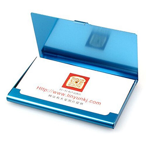 Aluminum Holder Useful Box Cover Credit Business Card Wallet: blue