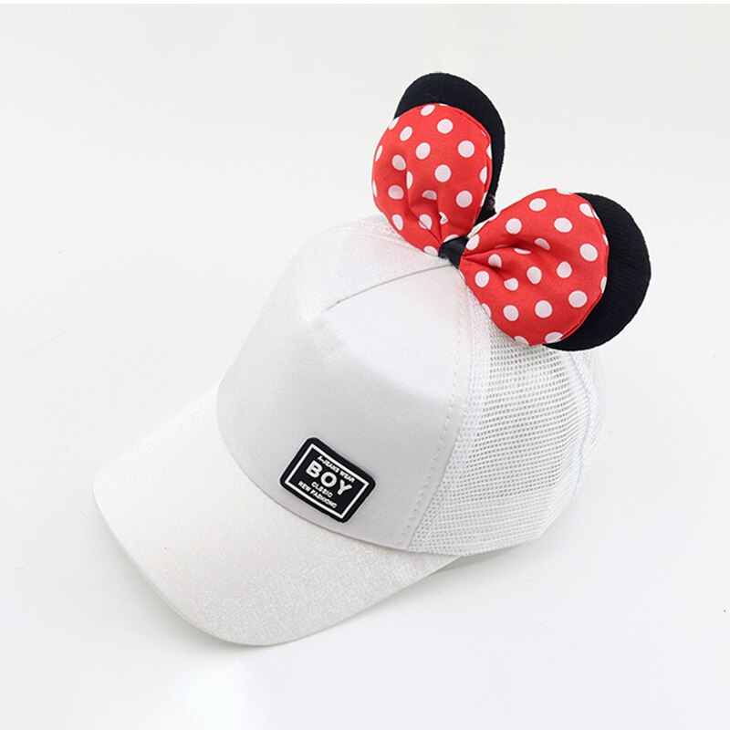 Zomer baby hoed lente meisjes hoeden kinderen baseball pet grote strik mesh zonneklep hiphop hoeden casual petten voor kinderen: Witte b