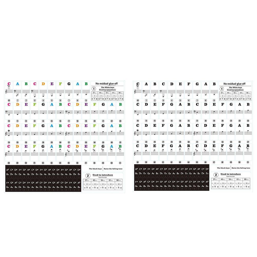 1Set Keyboard Sticker Transparent Removable 37/49/54/61/88 Practice piano piano portable Piano Beginners keys For Kids elec E9M1