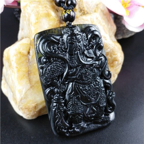 Gecertificeerde Chinese Natuurlijke Zwart Groen Jade Warrior Hanger Ketting Charm Sieraden Obsidiaan Accessoires Gesneden Amulet