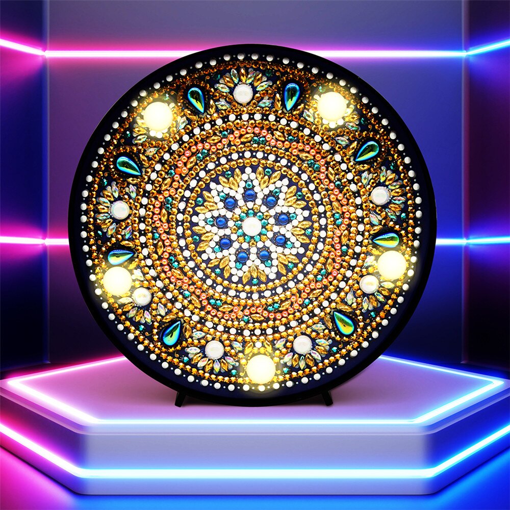 HUACAN 5D Diamant Malerei LED Lampe Mandala Stickerei Mosaik Bausatz Weihnachten Dekorationen Für Heimat: ZXD066