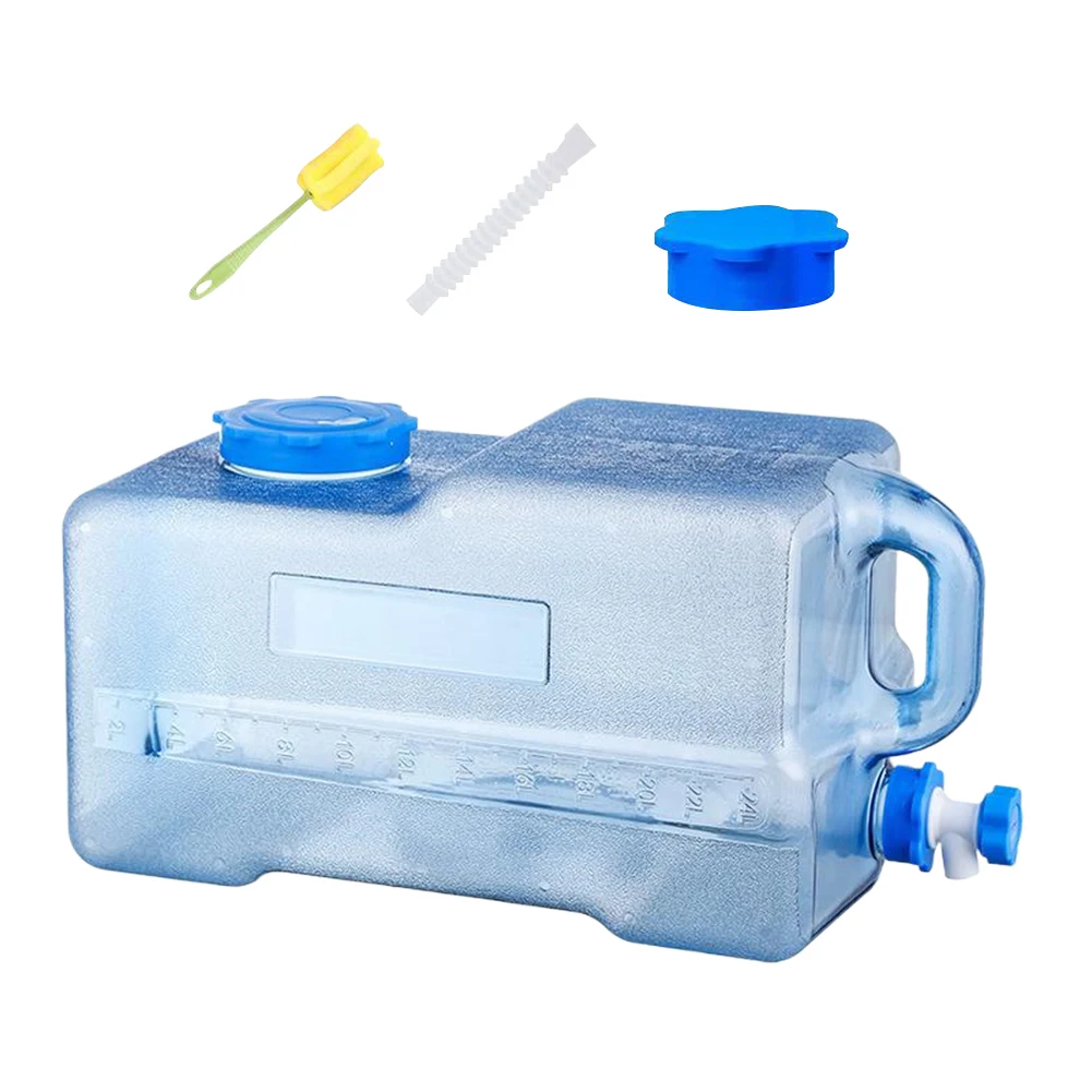 15-28L Drinking Water Bucket Driving Pure Water Tank Water Storage Carrier with Faucet for Outdoor Camping Cooking Picnic Hiking: Ivory