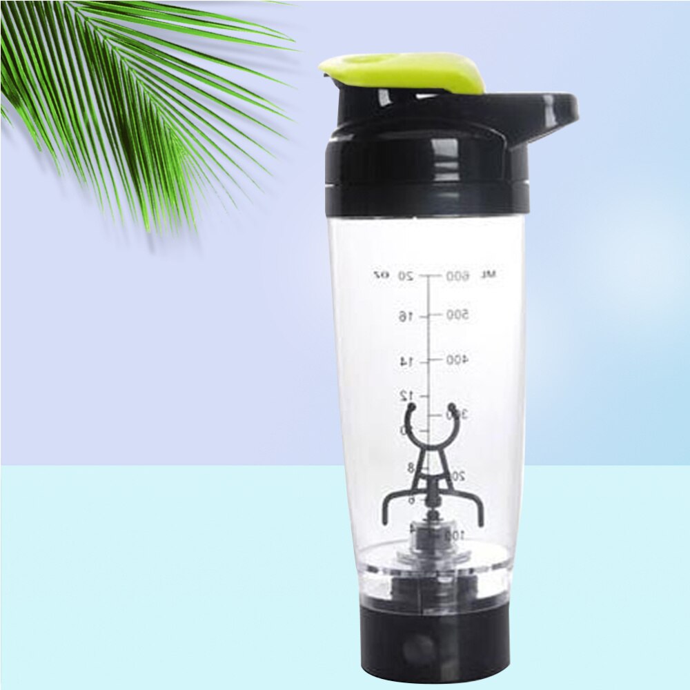 Protein Shaker Bottle Mixer Blender Battery Operated Portable Stirring Blender Cup 600ml (Black)
