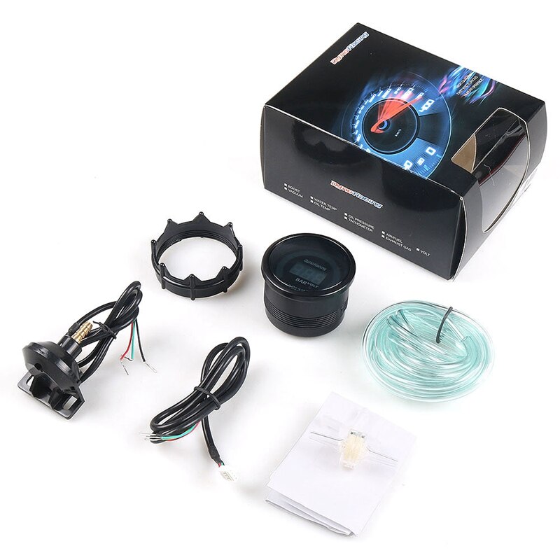 Dyno Racing 2 pouces 52mm 12V voiture LED numérique jauge à vide avec lentille de fumée de capteur