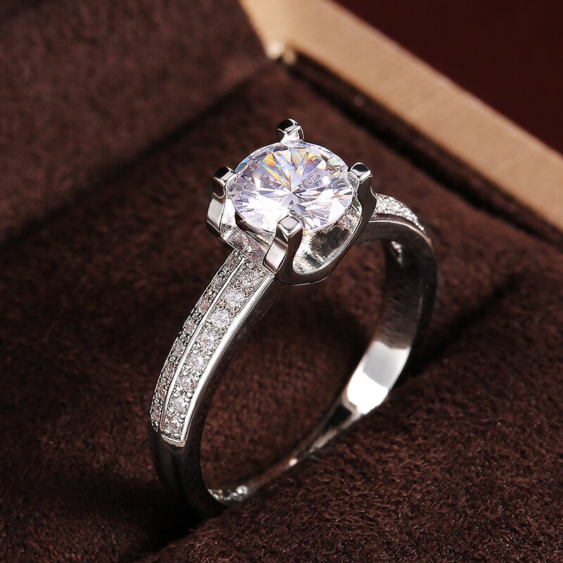 Huitan Luxury Round Zirconia Crystal Finger Ring for Bridal Ceremony Party Wedding Band Jewelry Women Rings: 8 / F600