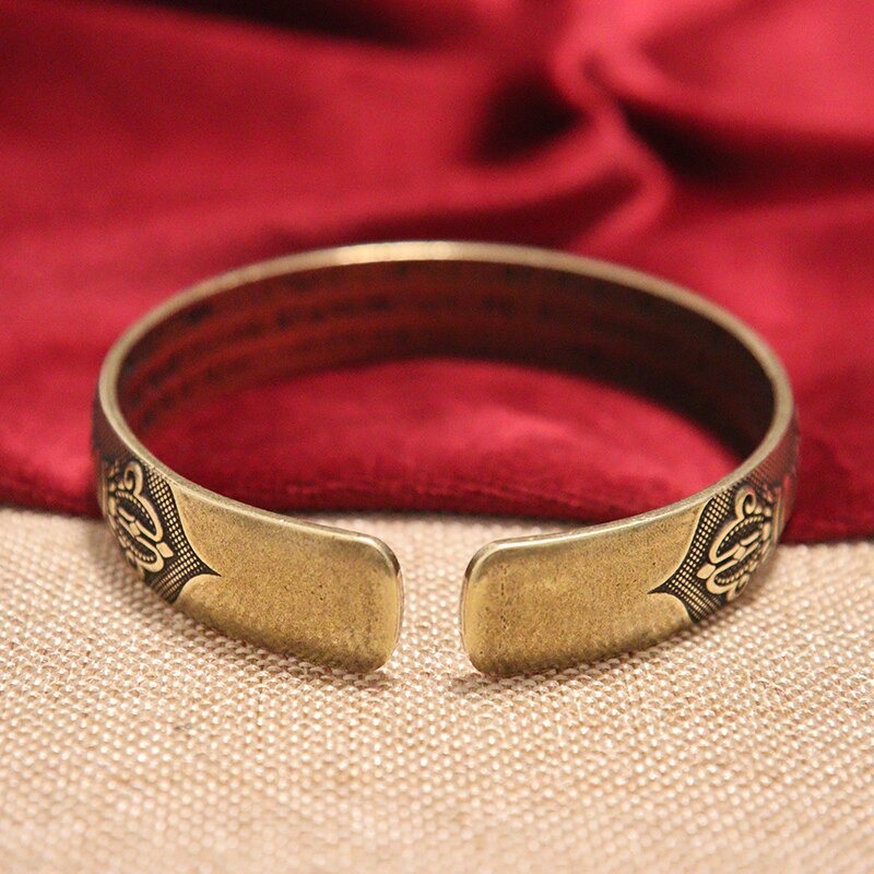 Nepal handgjorda vintage mässingsarmband sex-ord mantra män och kvinnor tibetanska buddhistiska sutra graverade lucky open armband smycken