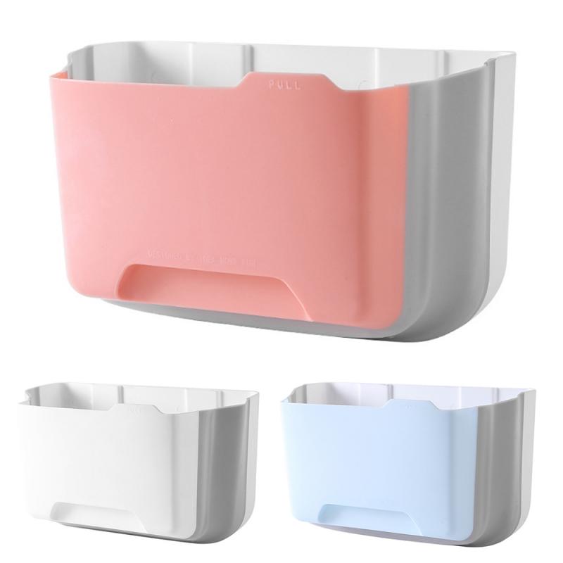 Armario de cocina puerta de pared plegable cubo de basura Puerta de armario de cocina cubo basura colgar montado en casa almacenamiento plegable