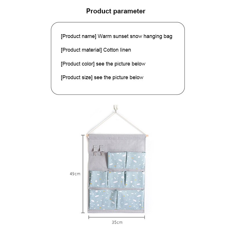 7 Pockets Cotton Wall Mounted Storage Bag Home Room Closet Door Sundries Clothes Hanging Bag Holder Cosmetic Toys Organizer