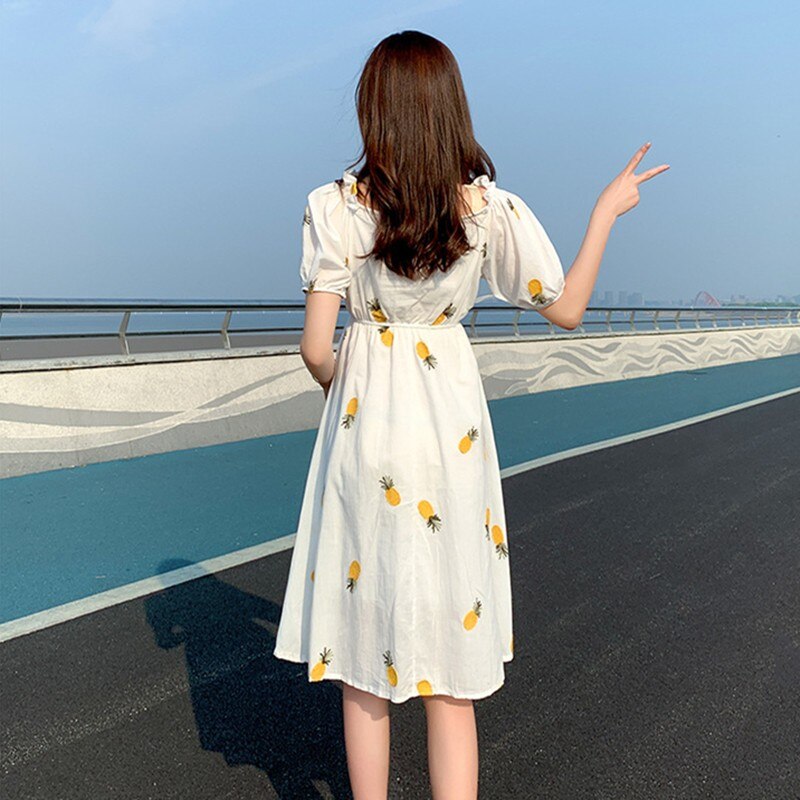 Verano embarazo vestido de mujer de talla grande ropa de maternidad embarazada ropa de piña y fresa bordado patrón femenino