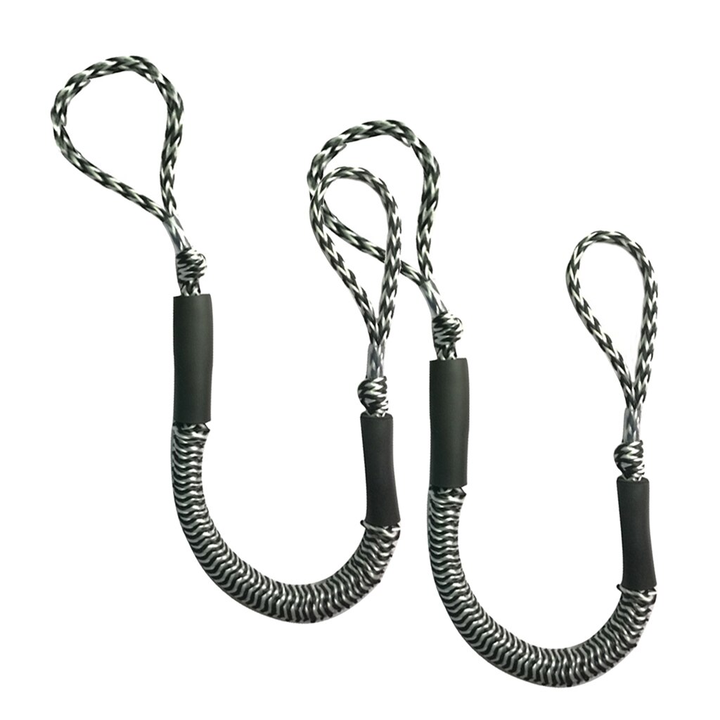 2 stk 122cm kajak tilbehør marine fortøjning reb båd bungee dock line anker reb bungee cord dock line båd tilbehør: Sort hvid