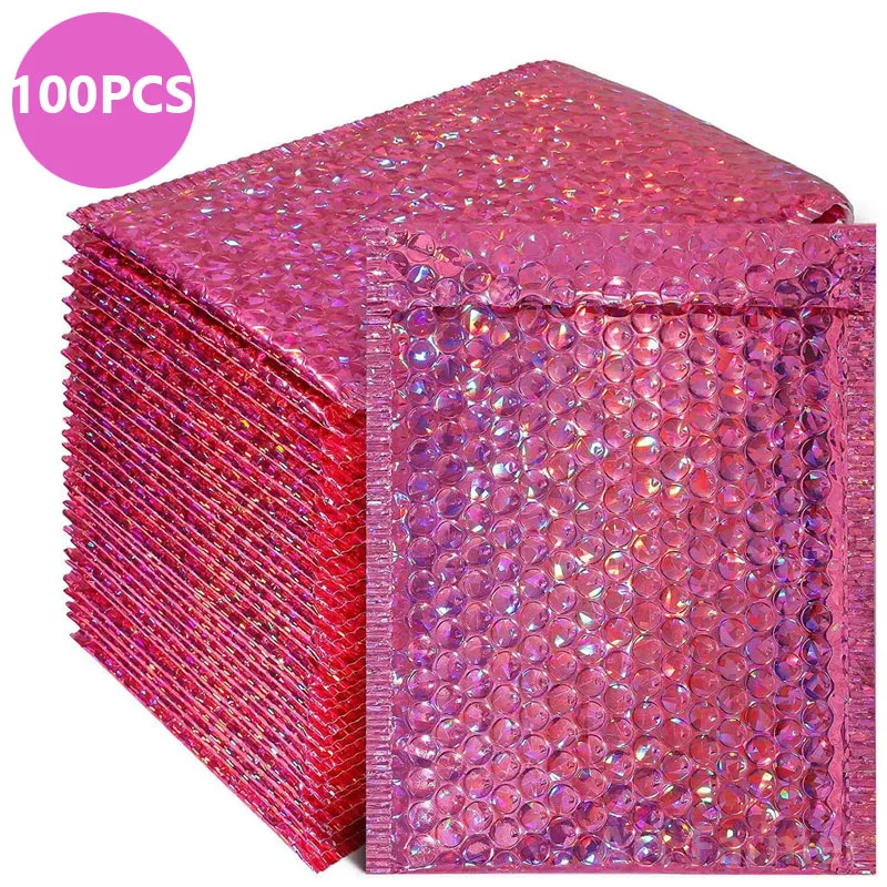 100 rose-patterned bubble mailers, bags for shipping bags, bubble envelopes, padded packaging, waterproof packaging bags, thickened shipping bags