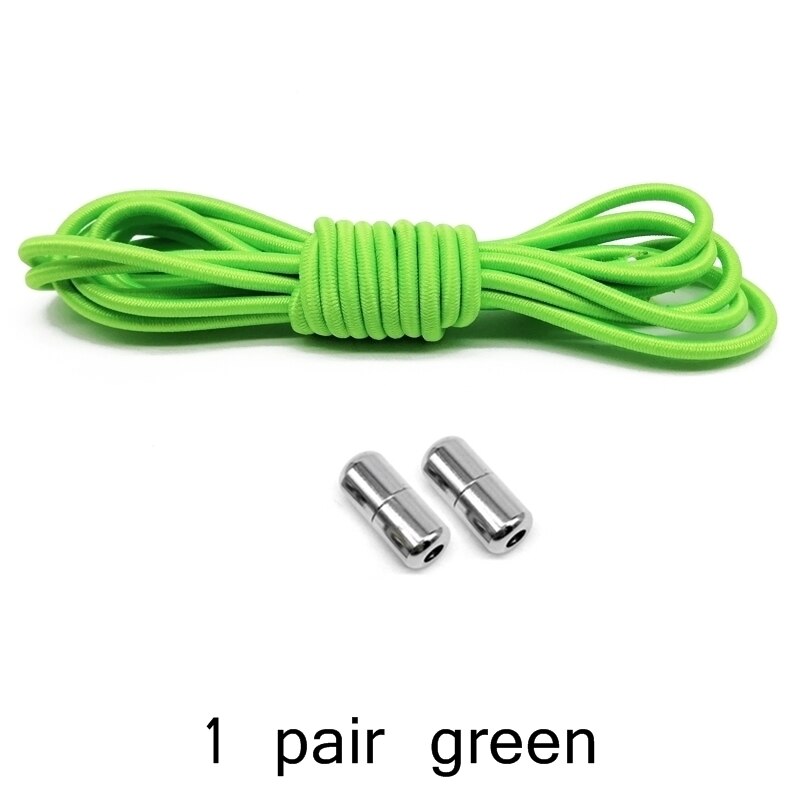 Cordones de zapato elásticos con cerradura de Metal para niños y adultos, Cordones redondos para zapatillas, cordones rápidos, tiras de zapatos perezosos, sin atar, Z051: green