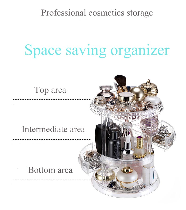 Acryl Kosmetische Lagerung Kasten 360 Grad rotierend Lagerung Gestell Organizer machen-hoch organizer rangement maquillage