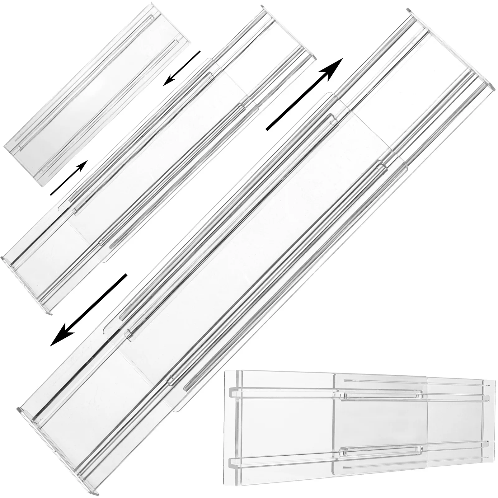 Drawer Dividers 4/8 Pack Adjustable Organizers Expandable Clear Dresser Organizer for Clothes Kitchen Cutlery Organizers Set