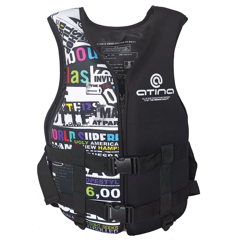 Chaleco salvavidas para deportes acuáticos para adultos, esquí, Wakeboard, natación, botes de rescate, a la deriva: Black   60-80KG
