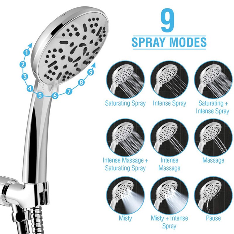 High Pressure Handheld Shower Head Set with Powerful Shower Spray Multi-functions with Hose Kit TI99: Style 4