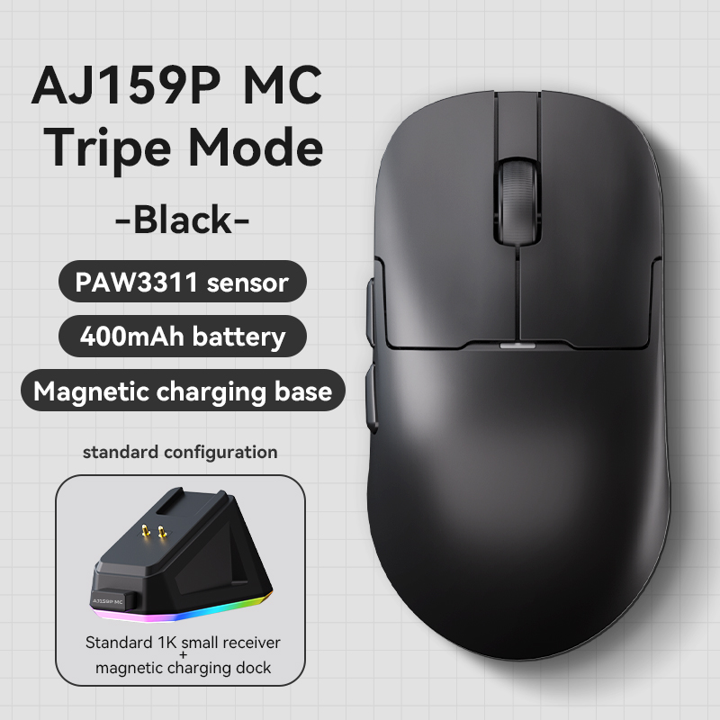 AJAZZAJ159PMC mouse, wireless gaming mouse, three-mode pixart PAW3311 lightweight e-sports gaming office: PURPLE