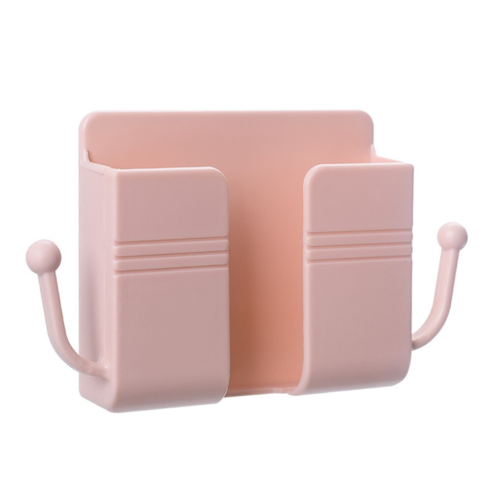 Wall Mounted Organizer Air Conditioner TV Remote Control Storage Box Mobile Phone Charging Plug Wall Holder Stand Rack Bracket: Pink