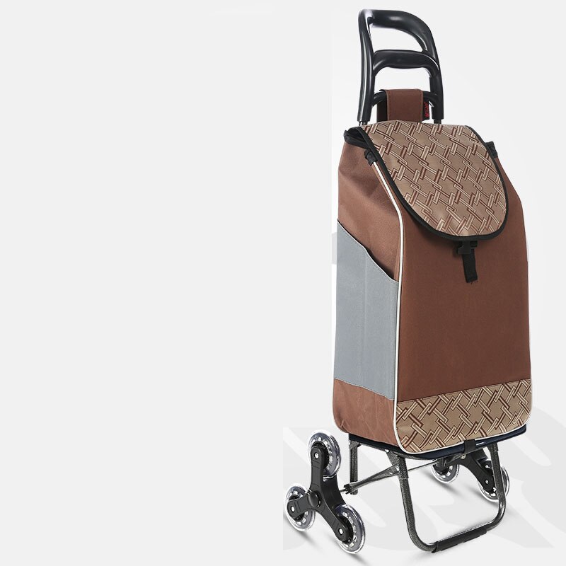 Zes Wiel Opvouwbare Klimmen Winkelwagen Draagbare Winkelwagen Staal Trekstang Trolley Met 600D Oxford Doek Boodschappentas