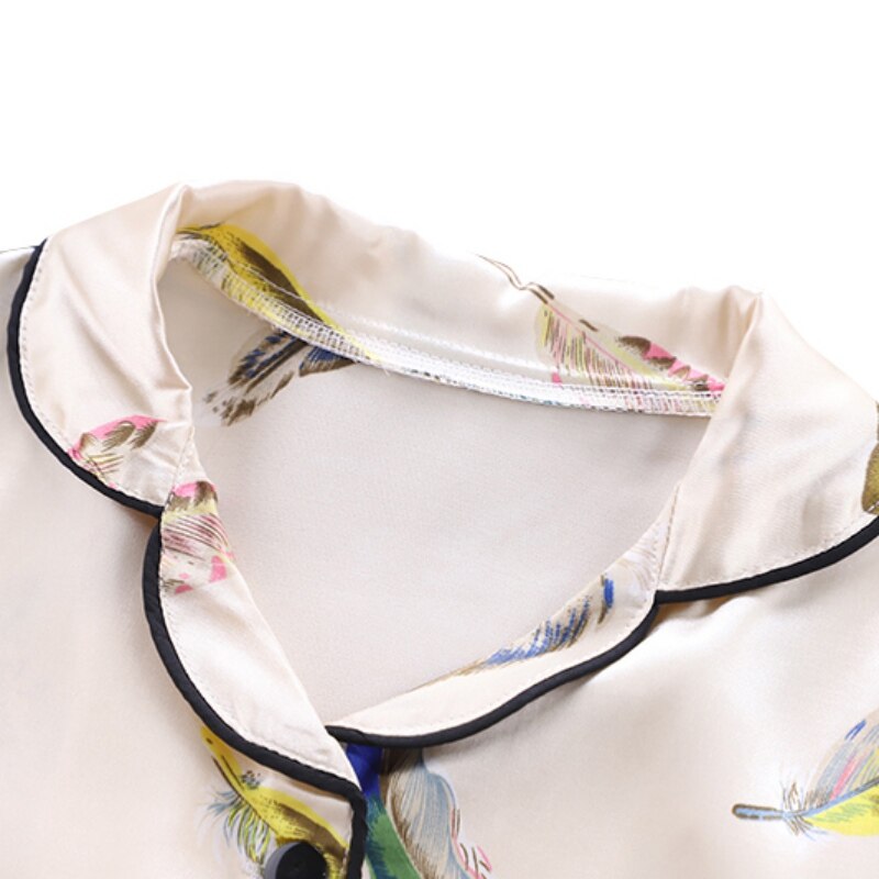 Style Children Cotton Long Sleeve Pajamas Suits Girls Boys Feather Print Sleepwear Set Blouse Tops Sleep Pants