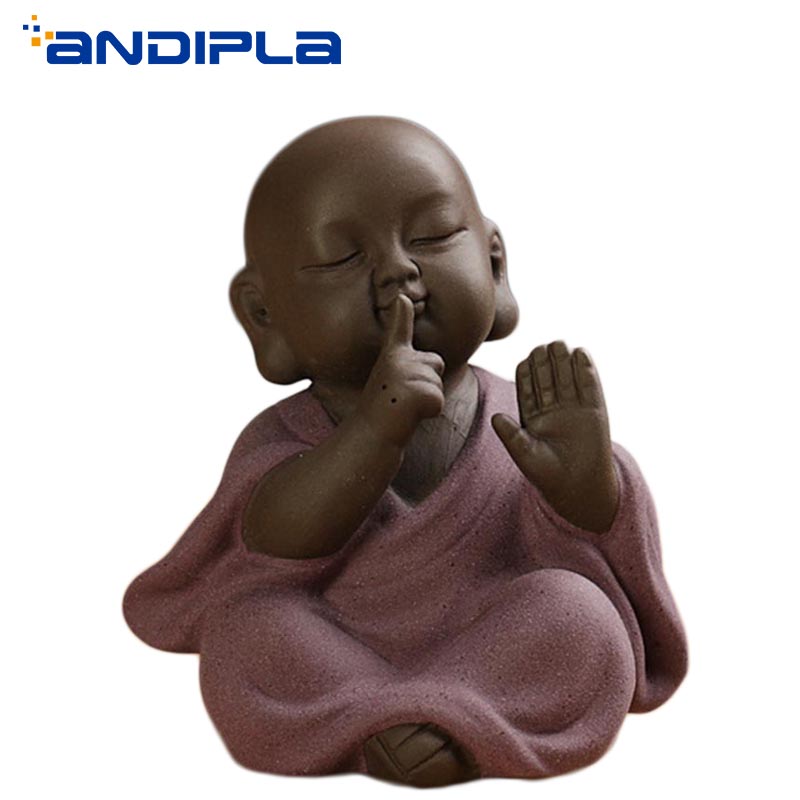 Auténtico Yixing té de arcilla púrpura mascota Kungfu juego de té accesorios hechos a mano encantador té monje mascota coche ornamento Zisha decoración artesanía