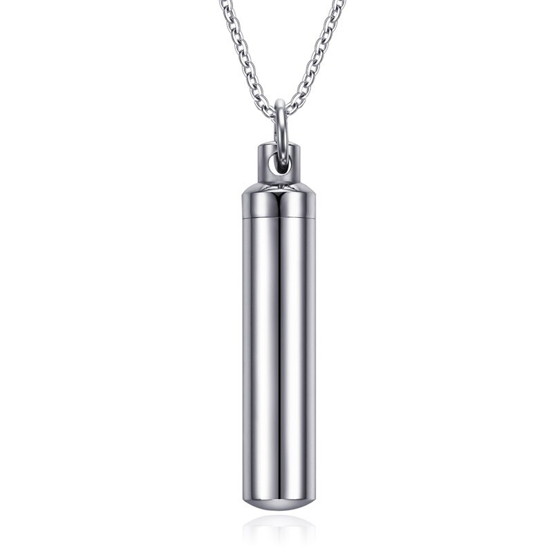 Men Woman Capsule Necklace Openable Cylindrical Pill Case Pendants Stainless Steel Remembrance Jewelry: 39mm