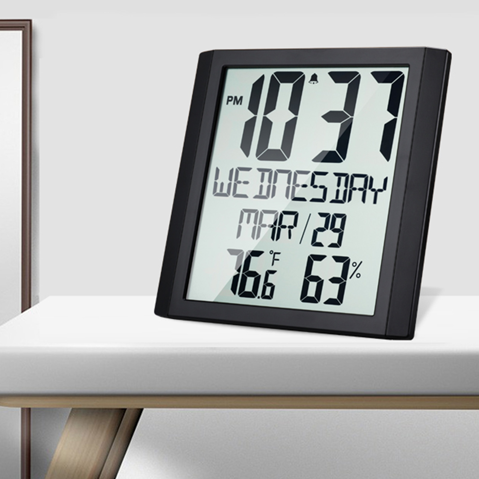 Digital Clock Temperature Humidity Meter Calendar Display Desktop Table Clock Mute Snooze Mode Alarm Clock Wall Clocks