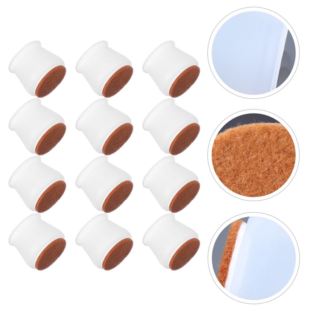 12pcs Table Feet Covers Non-skid Chair Feet Caps Round Shape Chair Foot Pads