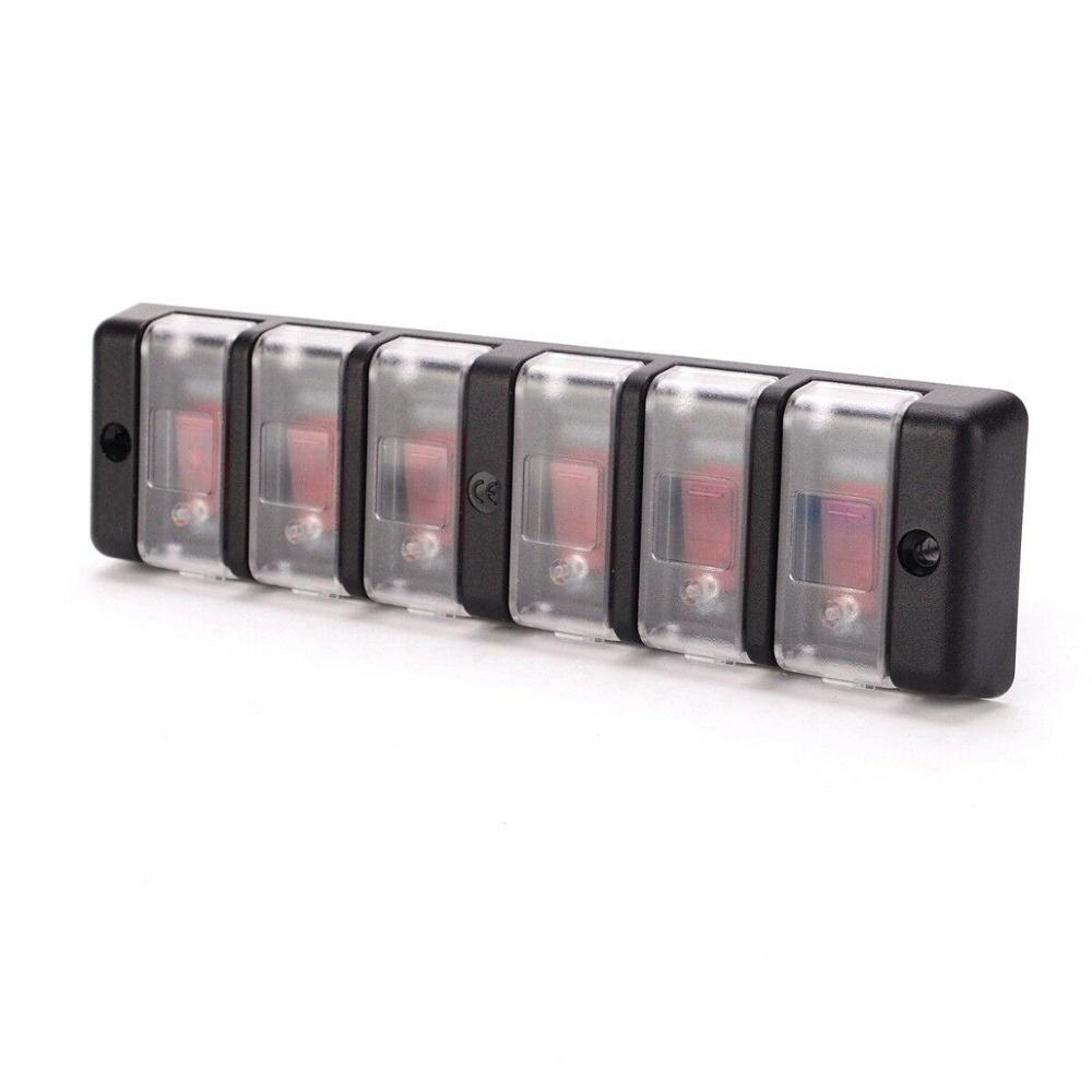 Interrupteur à bascule LED 6 gangs DC 12V 16A pour voiture et bateau, disjoncteur de panneau marin, Bus fusible Suv, interrupteur de Protection hors tension multidirectionnel
