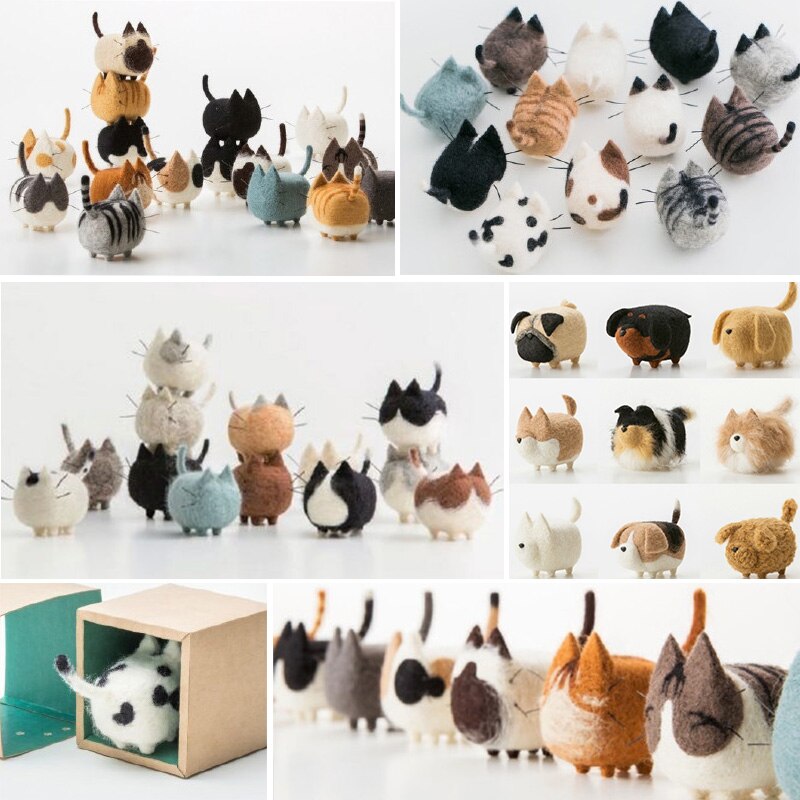 Chien et chat feutre piquer Le bricolage fait à la main matériel sac chat renard Doberman chien raton laveur Animal broche matériel sac