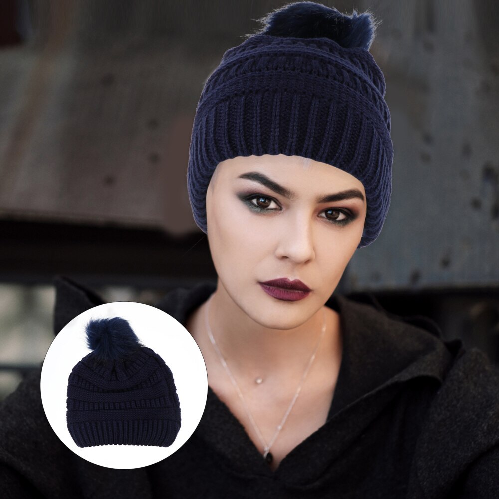 1Pc Warm Muts Nuttig Haak Hairball Beanie Haak Hairball Cap Voor Lady