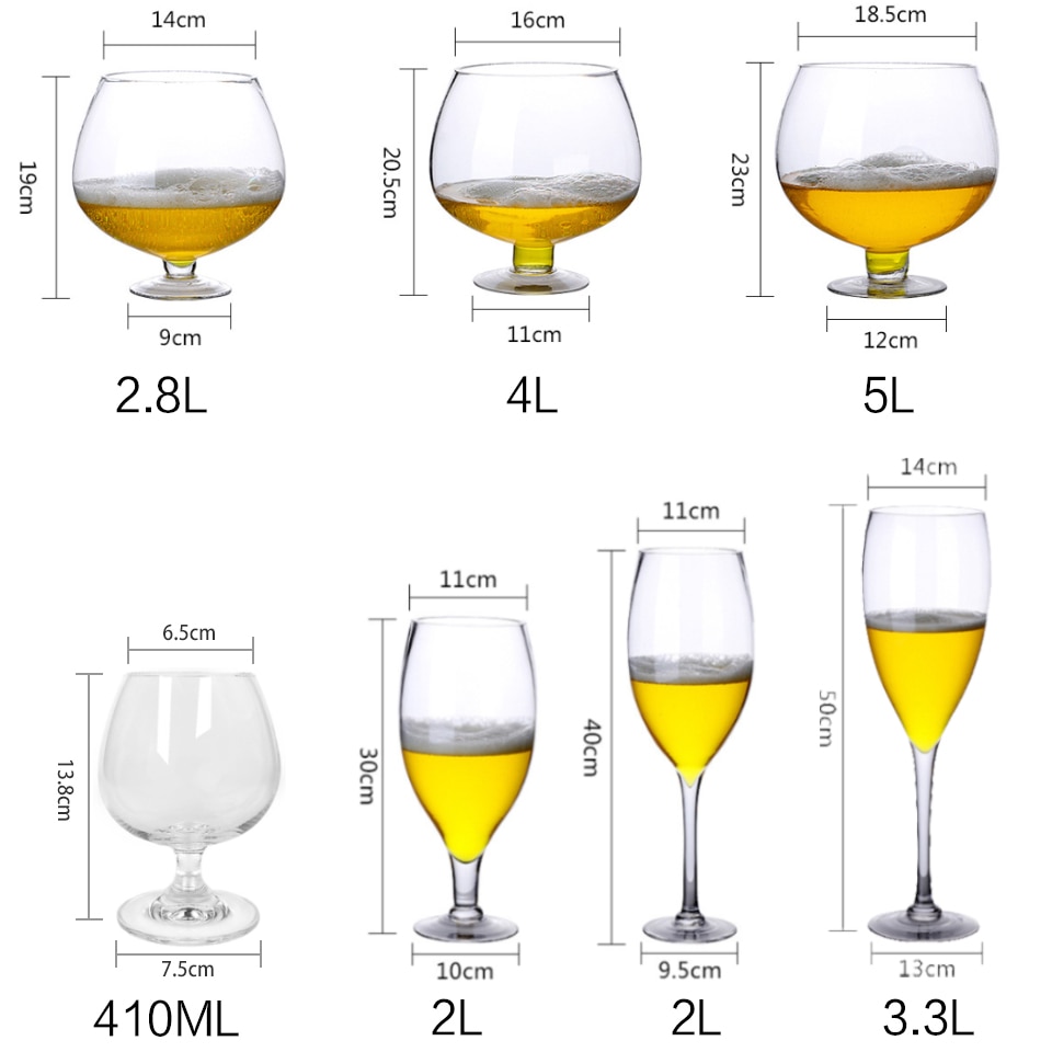 Enormt ölglas bägare kristall champagneglas roligt stort bröllopsfest snapsglas dricka vatten öl vinglas kopp mugg