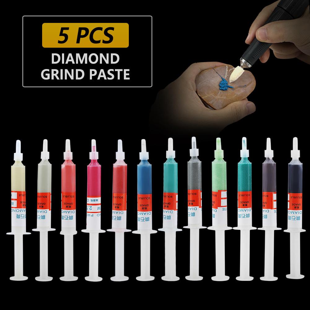 5 pc/set Composto de Lapidação do Diamante Moagem Pasta De Polimento Grit W0.5-W40 320 ~ 10000 para Jade Relógio Watche Jóia Óleo Solúvel