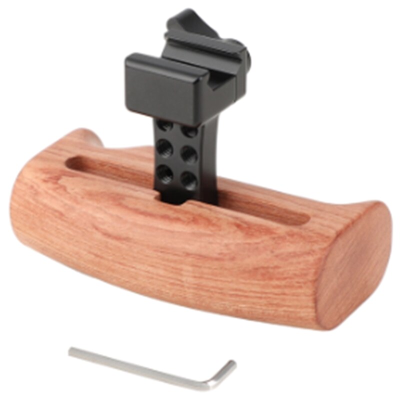 Wooden Handle Grip with NATO Clamp Connection for DSLR Camera Cage Rig (Either Side)