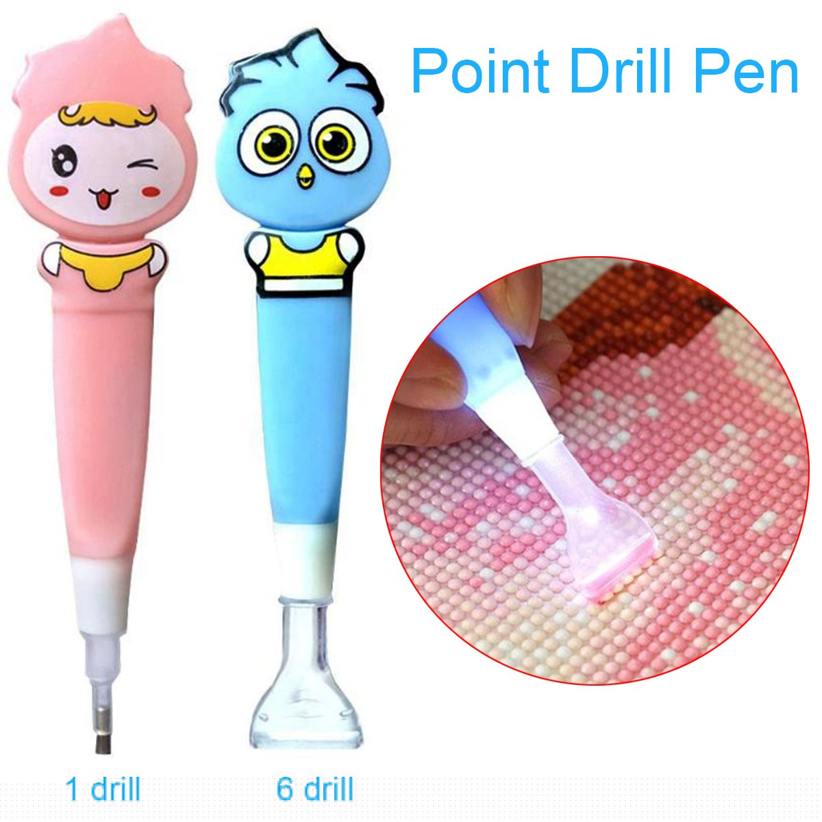 2 Pcs Glowing Cartoon Boor Pen Diy Diamanten Schilderen Diamant Schilderij Kruissteek 1-6 Boor