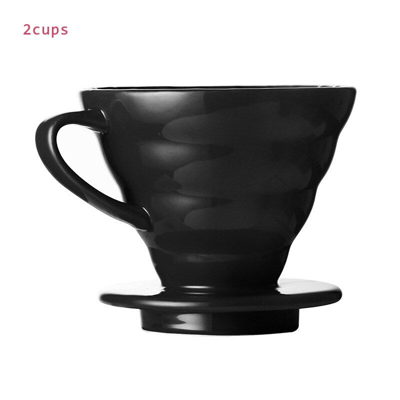 GUNOT Keramik Reusable Kaffee Tropf Filter Tasse Wärme Beständig V60 Stil Kaffee Tropf 2/4 Tassen Separaten Ständer Für kaffee Topf: Black2cups