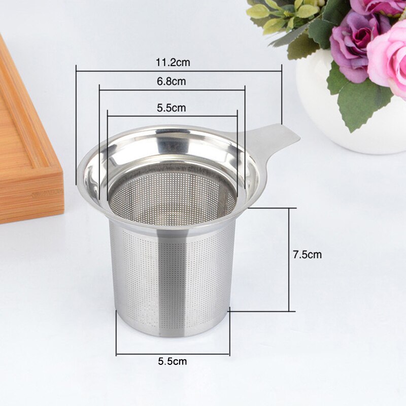 1 Pcs Thee Zetgroep Mand Herbruikbare Fijne Mesh Theezeefje Deksel Thee Filters Rvs Spice Filter Drinkware Kitchen Tools