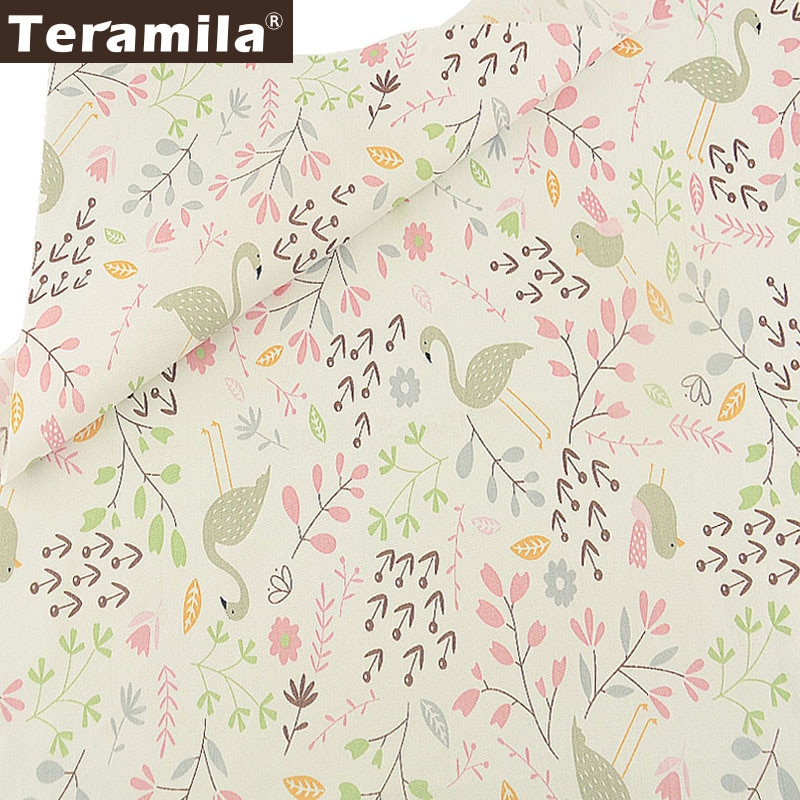 Teramila 100% Telas de Tecido Roupas DIY Material de Sarja de Algodão Tecido Rosa Tema Folhas e Animais Dos Desenhos Animados Estilo Scrapbooking