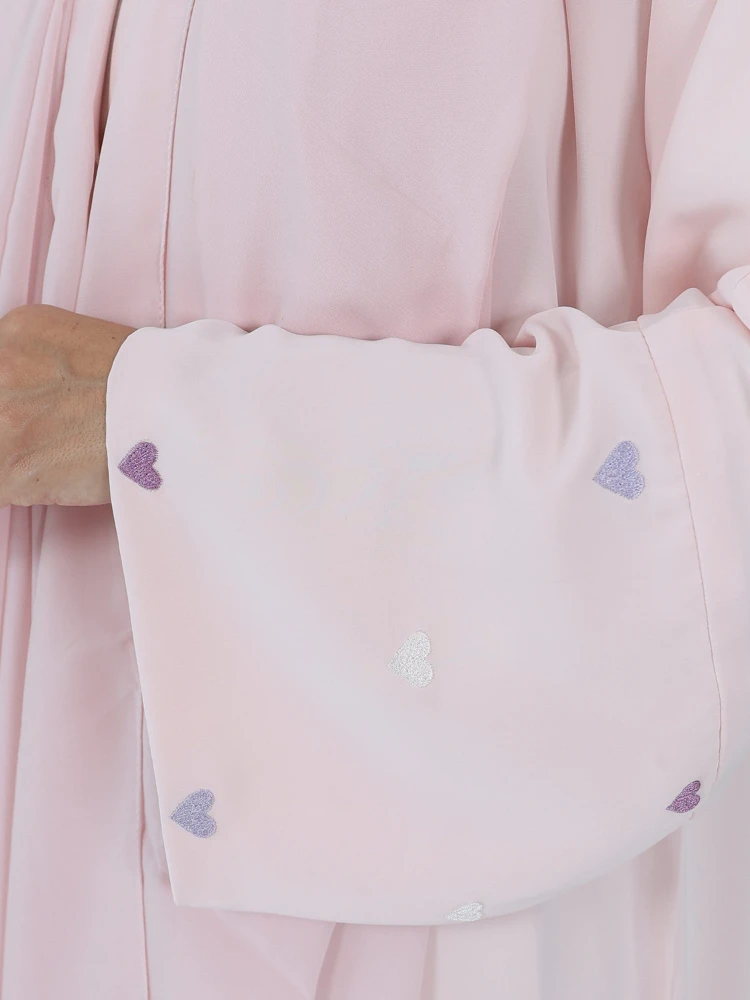 Kjærlighetshjertebroderi muslimsk abaya til kvinner uten skjerf eid cardigan marokko ramadanabayas kaftan islam dubai arabisk lang kappe